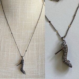 FAC Crystal Sparkly Stiletto Gunmetal pendant necklace